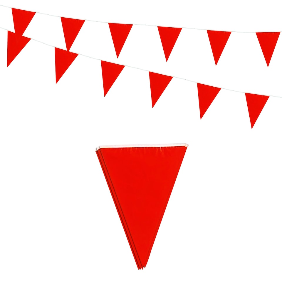 image 1 of Red Colour Red Bunting 10m with 20 Pennants