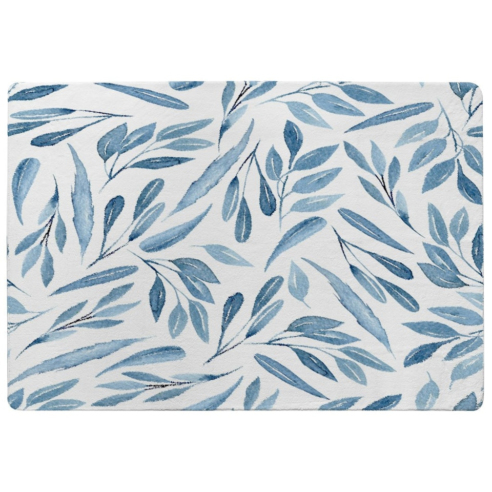 image 1 of Watercolour blue branches with leaves (Rug) White | XL: 160x230cm