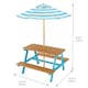 image 6 of Teamson Kids Children's Wooden Picnic Table with Umbrella for Outdoor Garden Play, Blue