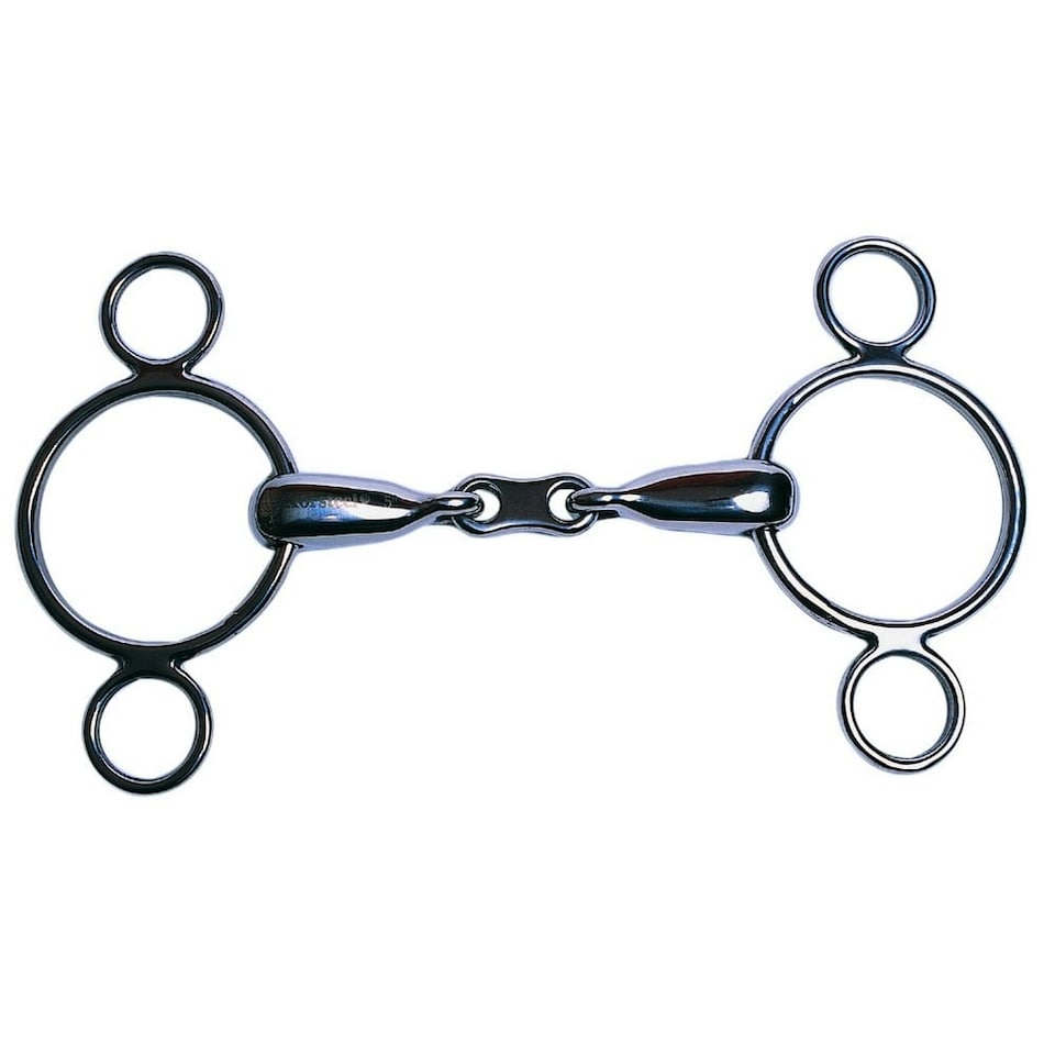 Korsteel Stainless Steel French Link 2 Ring Dutch Gag Horse Bit - Silver - 5in