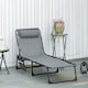 image 1 of Outsunny Portable Sun Lounger, Folding Camping Bed Cot, Reclining Lounge Chair 5-position Adjustable Backrest with Side Pocket, Pillow for Patio Garden Beach Pool | Grey