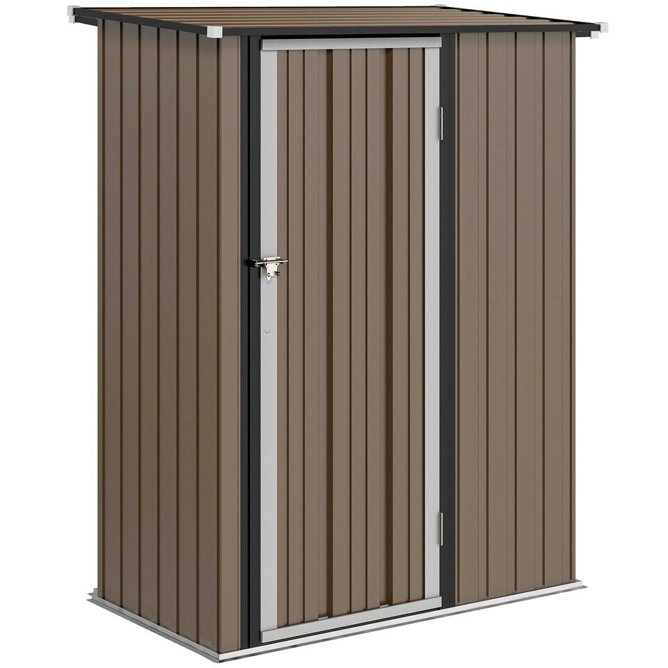 image 1 of Outsunny Outdoor Storage Shed Steel Garden Shed w/ Lockable Door Brown