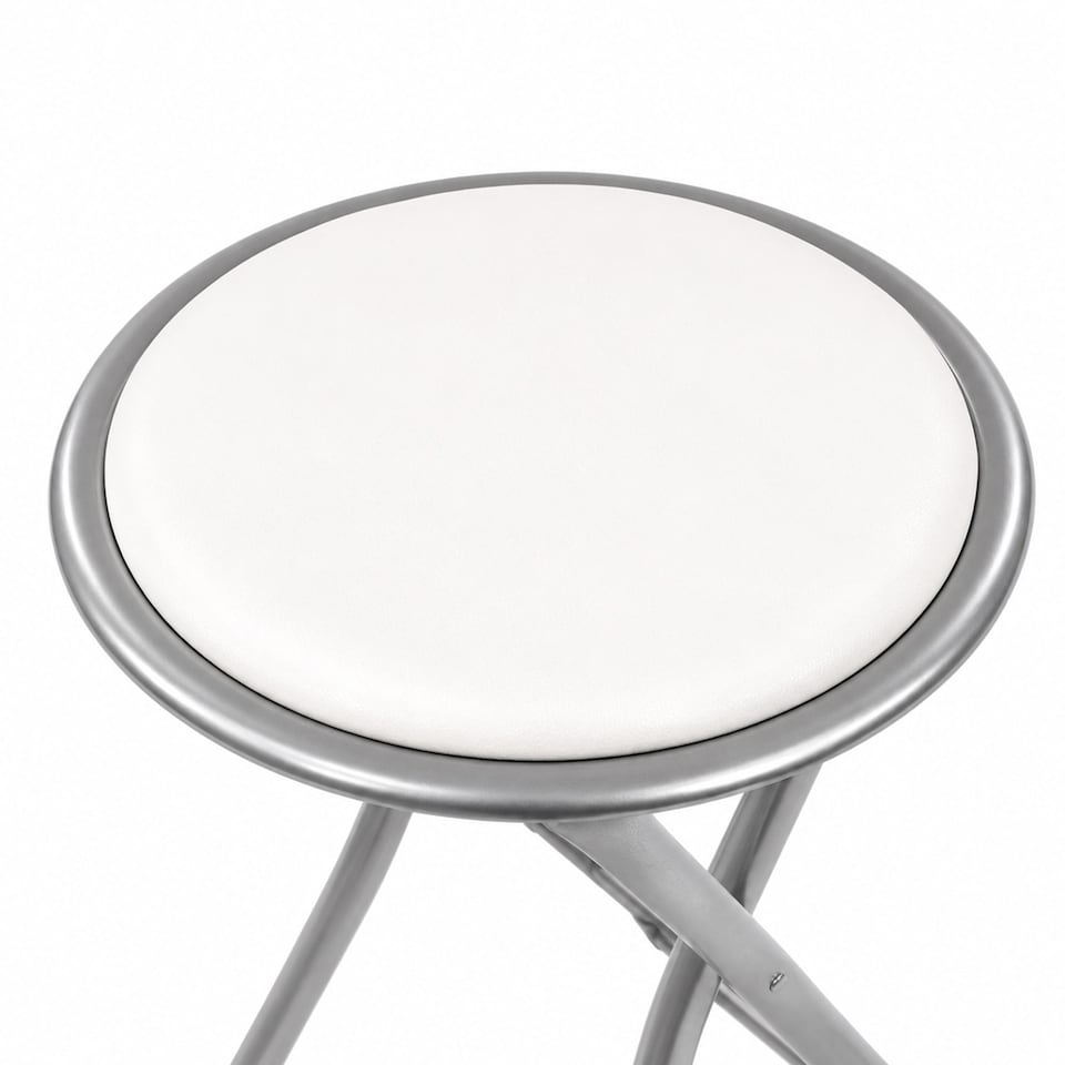 image 1 of White Padded Folding Breakfast Kitchen Bar Stool Seat | White