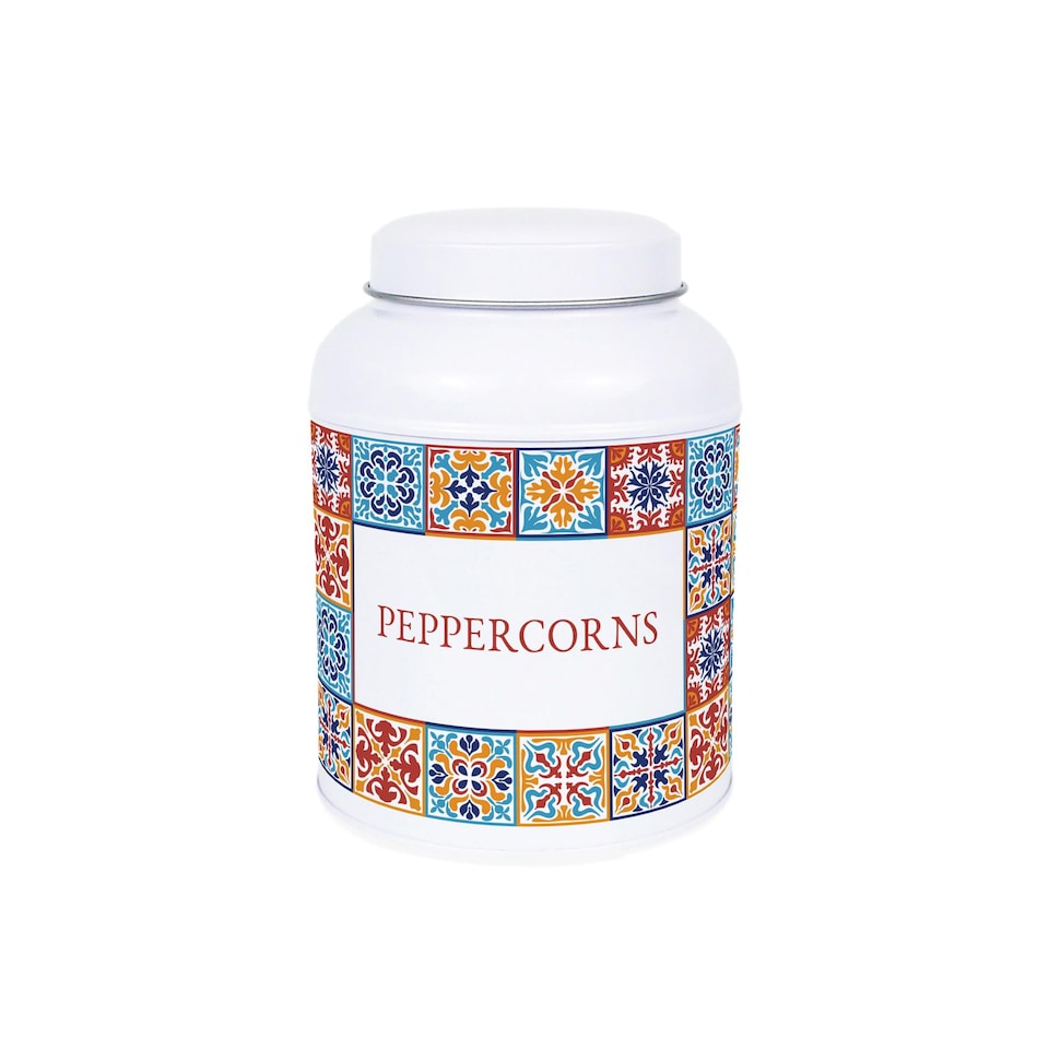 image 1 of Moroccan Tile Peppercorn Canister - Small Domed Lid Kitchen Storage Jar