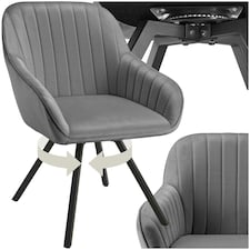 Lounge Armchair Living Room Accent Chair 360 Swivel Slim Steel Legs Velvet Fabric  - per piece Grey