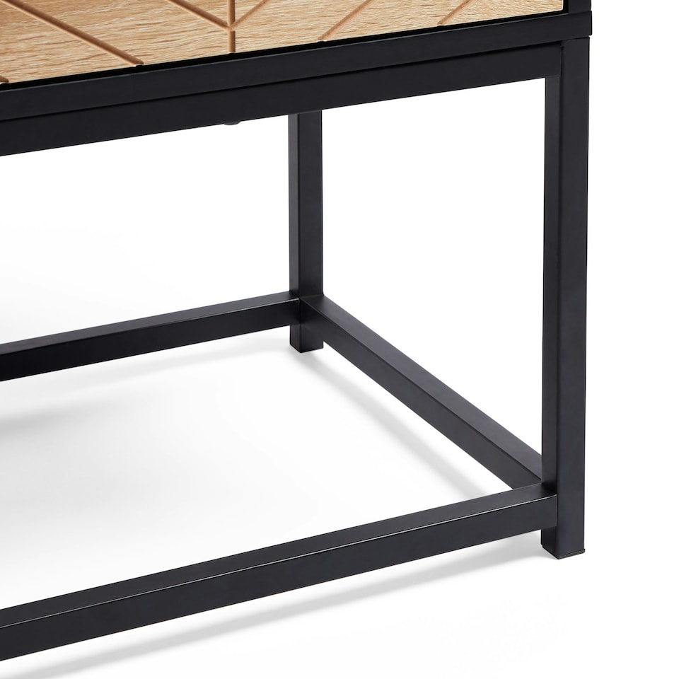 image 1 of VonHaus Dalton Side Table Chevron Design with Drawers