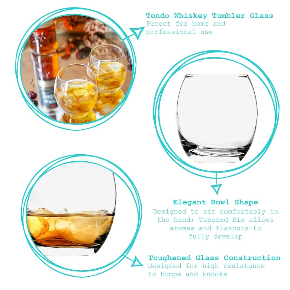 image 1 of Argon Tableware Tondo Whisky Glasses - 405ml - Clear - Pack of 6 Clear