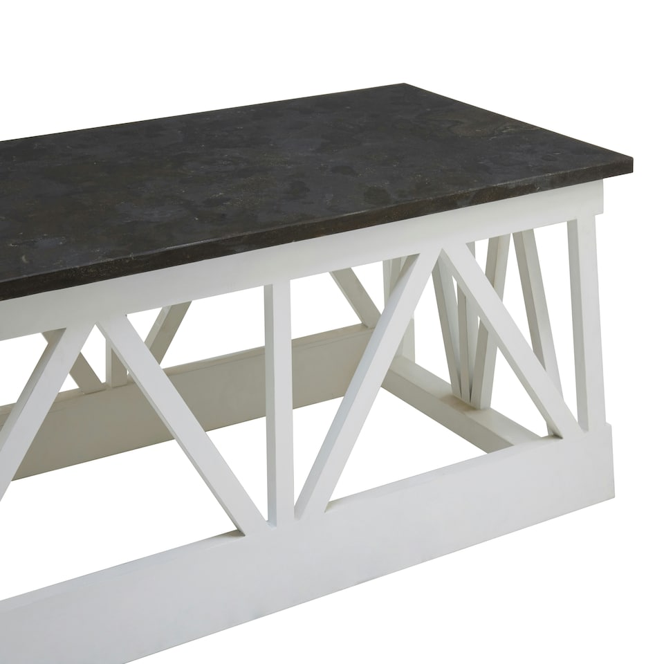 image 1 of Interiors by Premier Sleek Coffee Table, Rectangular Top Display Coffee Table, Carved Base Indoor Coffee Table With Storage White