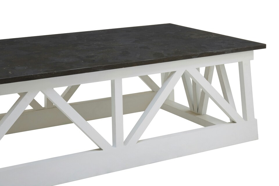 image 1 of Interiors by Premier Sleek Coffee Table, Rectangular Top Display Coffee Table, Carved Base Indoor Coffee Table With Storage | White