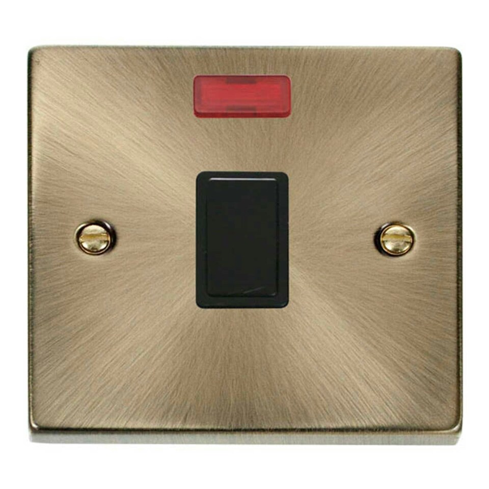 image 1 of SE HOME Antique Brass 1 Gang 20A DP Switch With Neon Brown | Antique Brass