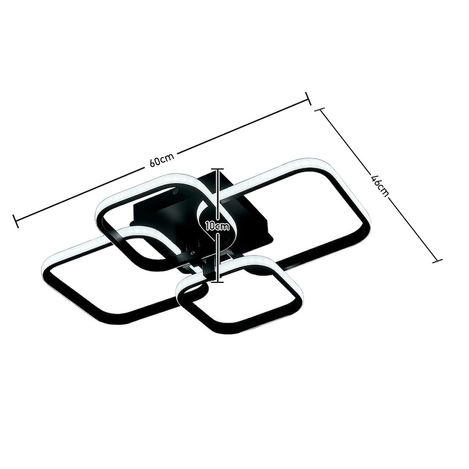 image 1 of Living and Home LED Energy-efficient Semi-Flush Ceiling Light - Black