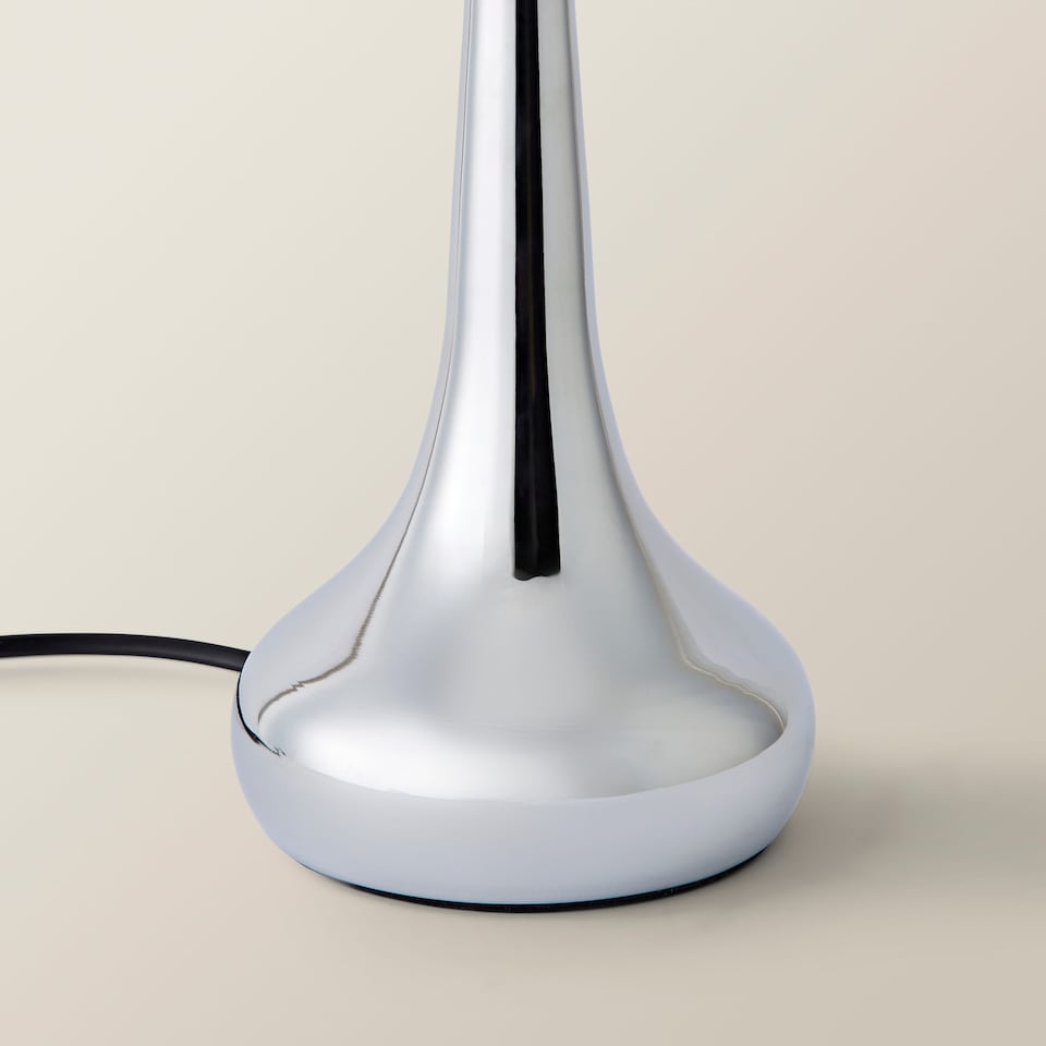 image 1 of ValueLights Teardrop Pair Chrome Touch Table Lamps Grey Shade | Grey