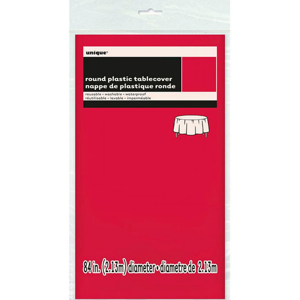 Amscan Round Plastic Party Tablecover - Red - One Size