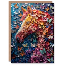Butterfly Horse Flower Nature Collage Mosaic Kids Child Kids Birthday Card