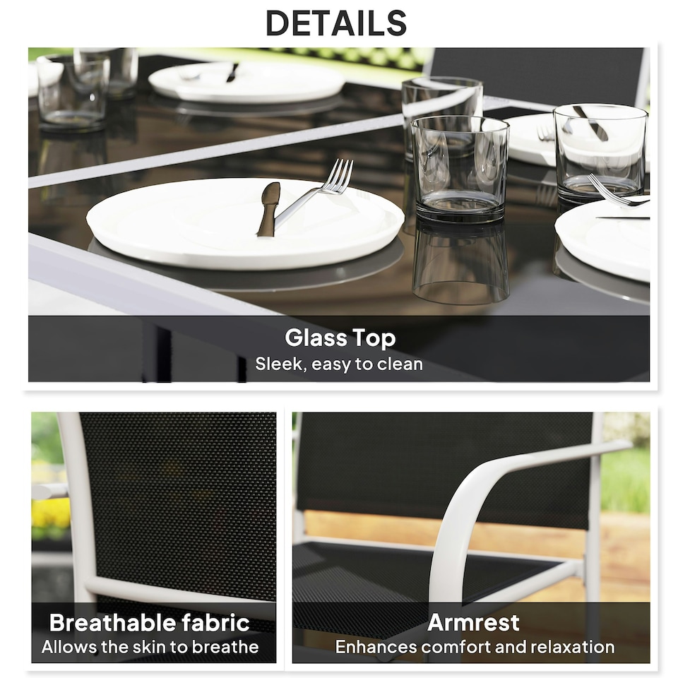 image 1 of Outsunny 7 Piece Garden Dining Set, Steel Outdoor Table and Chairs