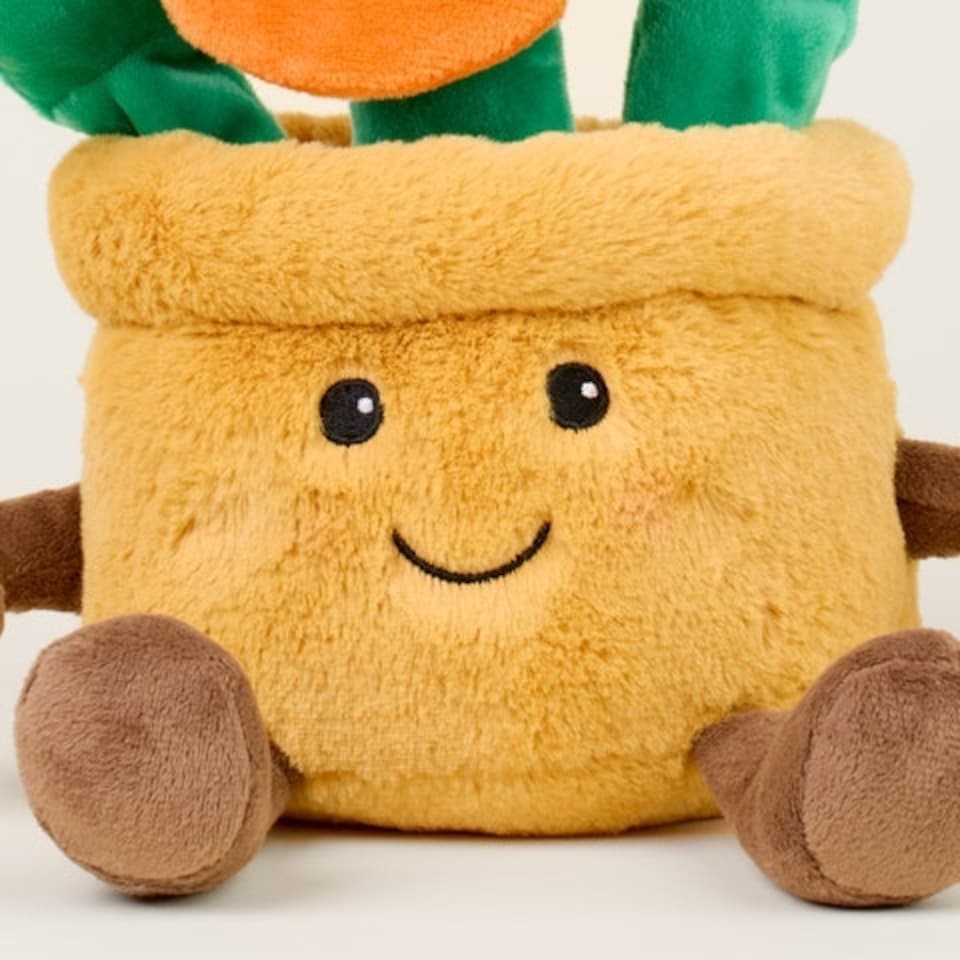 image 1 of Warmies Plush Orange Flower Pot Microwavable LARGE