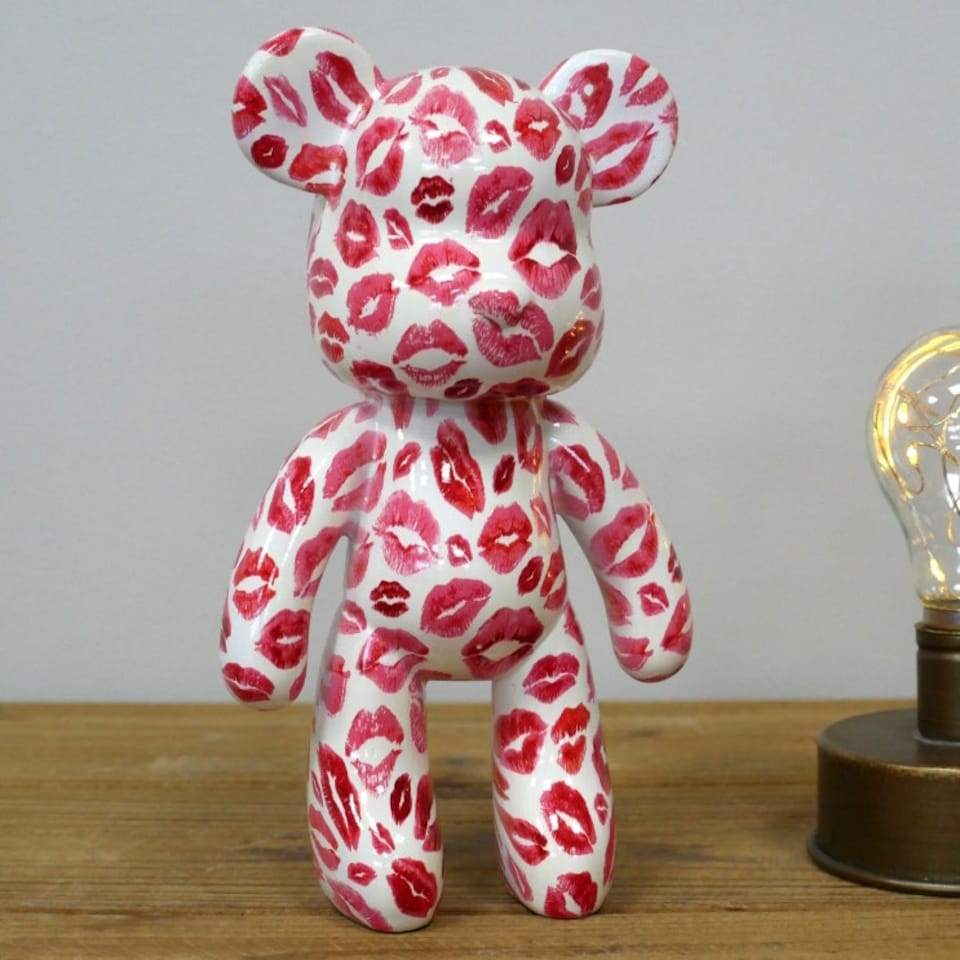 image 1 of Gifts Direct 2 U White Kiss Bear Ornament 22cm