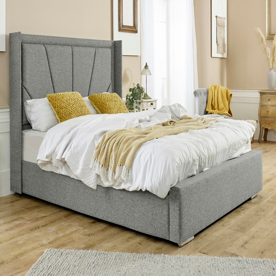 Harry Linen King Bed Frame - Silver