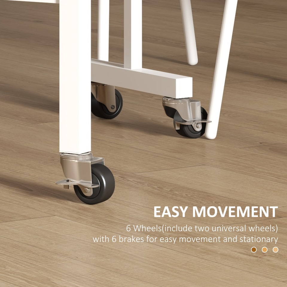 image 1 of HOMCOM Mobile Drop Leaf Table, Folding Dining Table with 6 Wheels & Brakes, Kitchen Table for Small Spaces, Oak