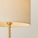 image 5 of ValueLights Maeve Natural Fabric Drum Lamp Shade Brushed Gold Bobbin Bobble Table Lamp | Gold