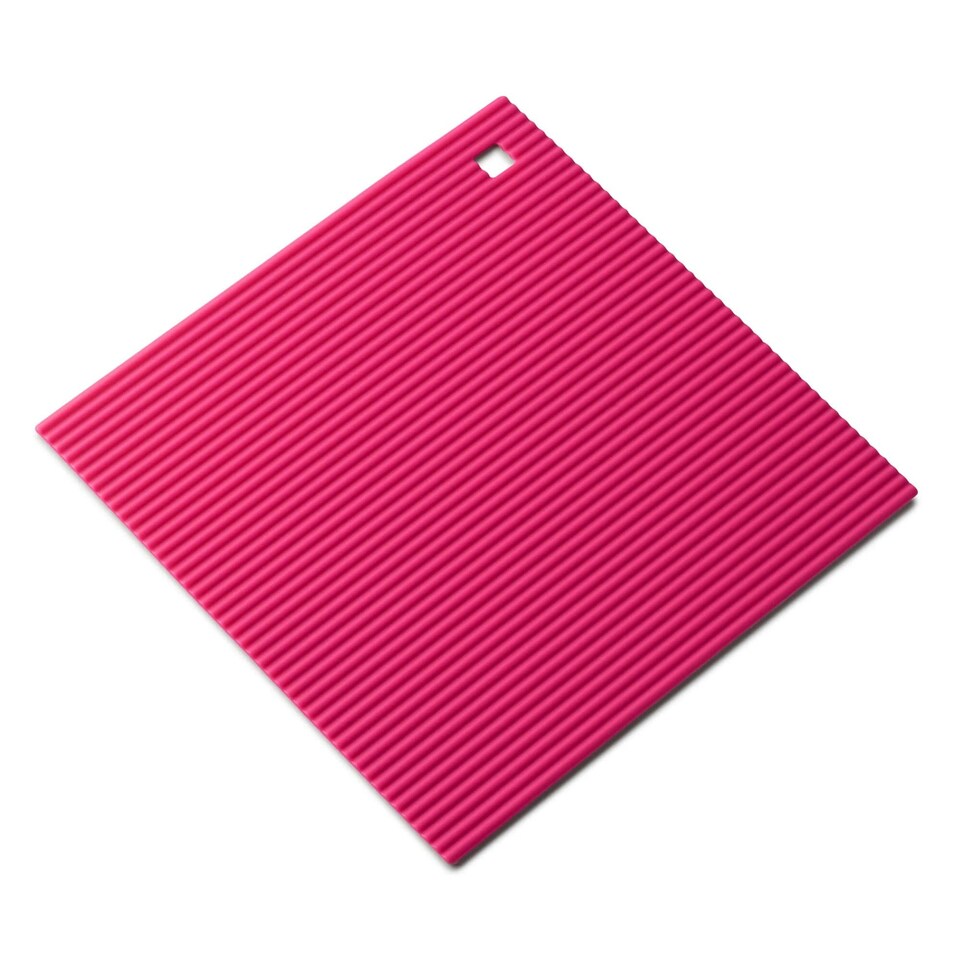 Zeal Silicone Square Hot Mat Trivet, Worktop Protector, 22cm, Neon Pink