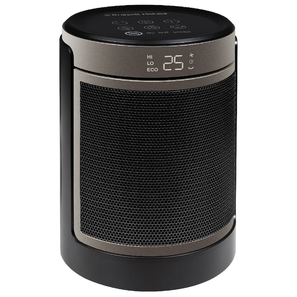 image 1 of Russell Hobbs RHCH2002G Space Heater in Black & Gold Round 1500W Portable Electric Heater