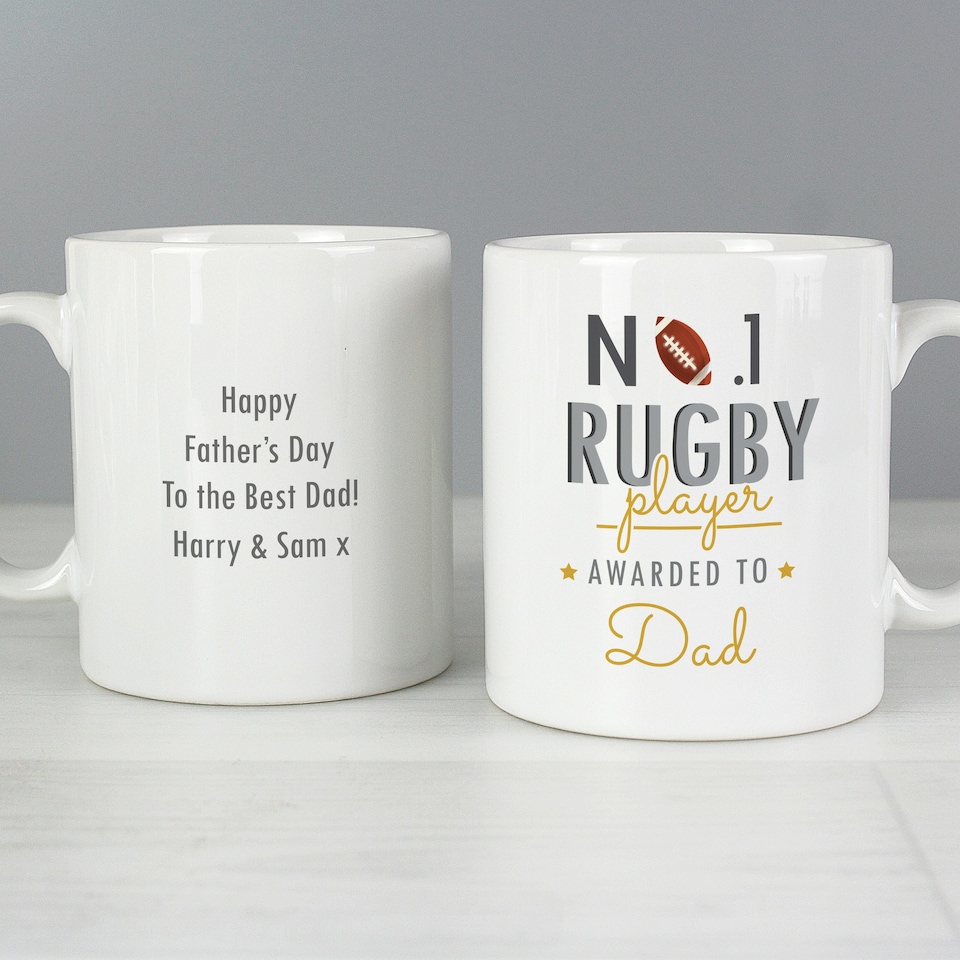 image 1 of Personalised No.1 Rugby Player Mug White