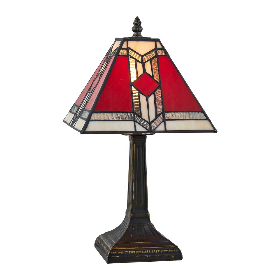 image 1 of Set of 2 Avon - Tiffany Coloured Glass 39cm Table Lamps