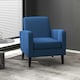 image 2 of HOMCOM Modern Armchair Accent Chair with Rubber Wood Legs for Bedroom Blue