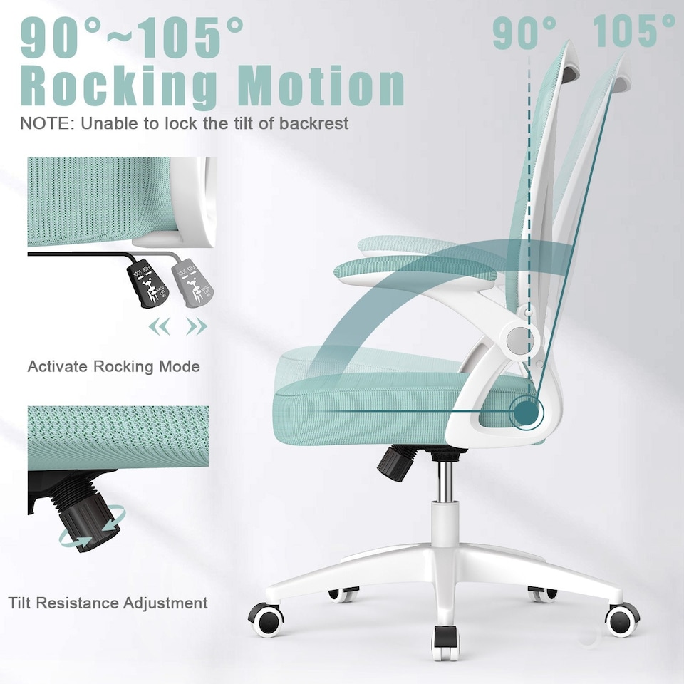 image 1 of Rattantree Ergonomic Office Chair with Flip Up Armrests & Lumbar Support