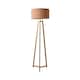 image 1 of ValueLights Lottie Natural Wood Tripod Floor Lamp Orange Check Bamboo Shade and Bulb