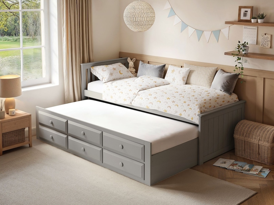 image 1 of Flair Montana Captain's Bed with Drawers & Trundle Grey