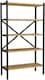 image 1 of 5-Shelf Wood Bookcase Unit With Metal Frame Home Decor Storage and Shelving | Multi | Pine | 1