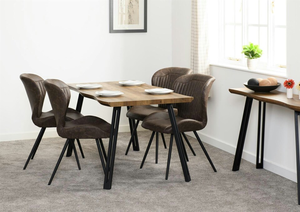 image 1 of Quebec Wave Edge Dining Table Brown | Oak Effect