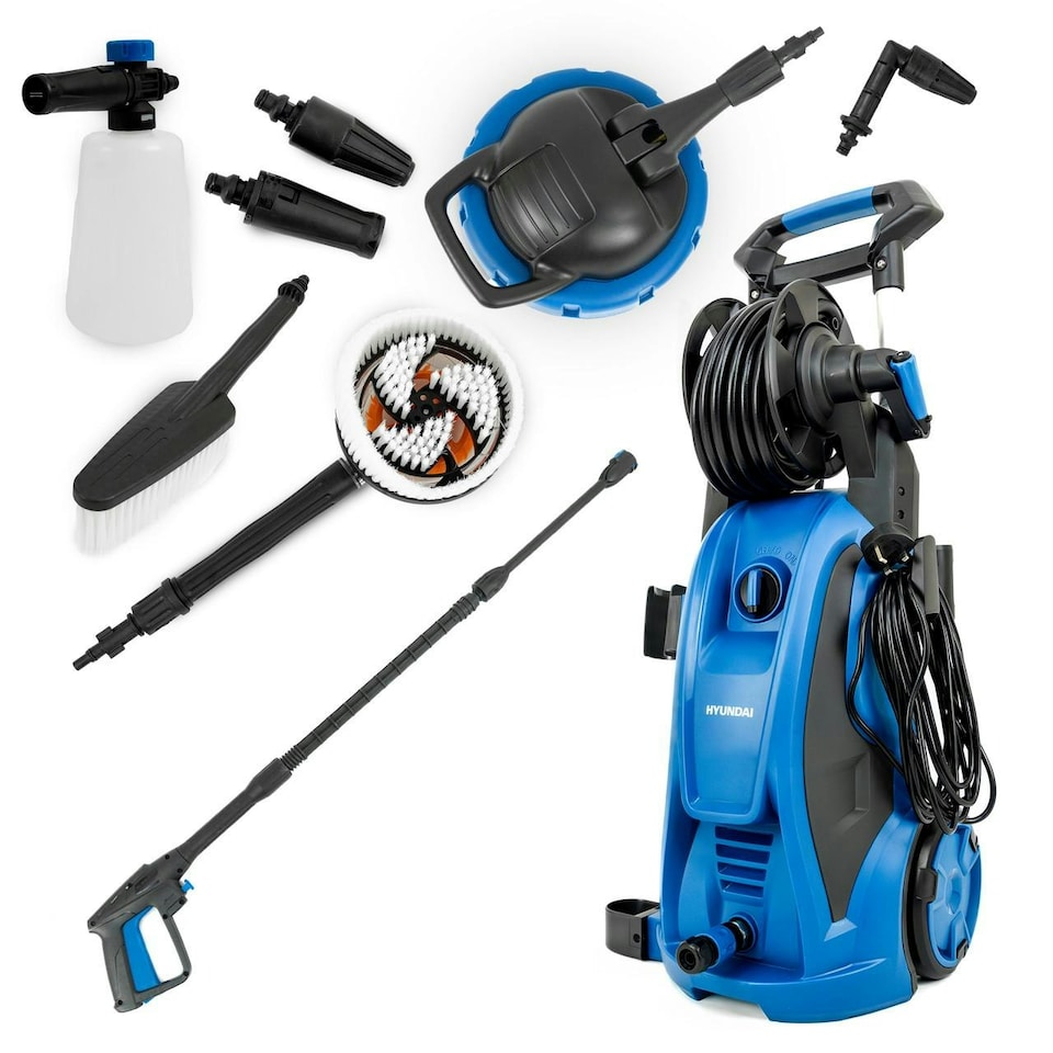 image 1 of Hyundai 180Bar/ 2610psi Electric Pressure Washer, 8L/min, 2400W High-Performance Jet Wash with Hose & Attachments | HYW2400E