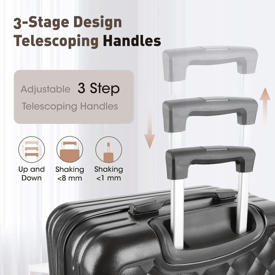 image 1 of Alivio Set of 4 Piece Luggage Set, Lightweight Hard Shell ABS Suitcase (Black) Black | Large