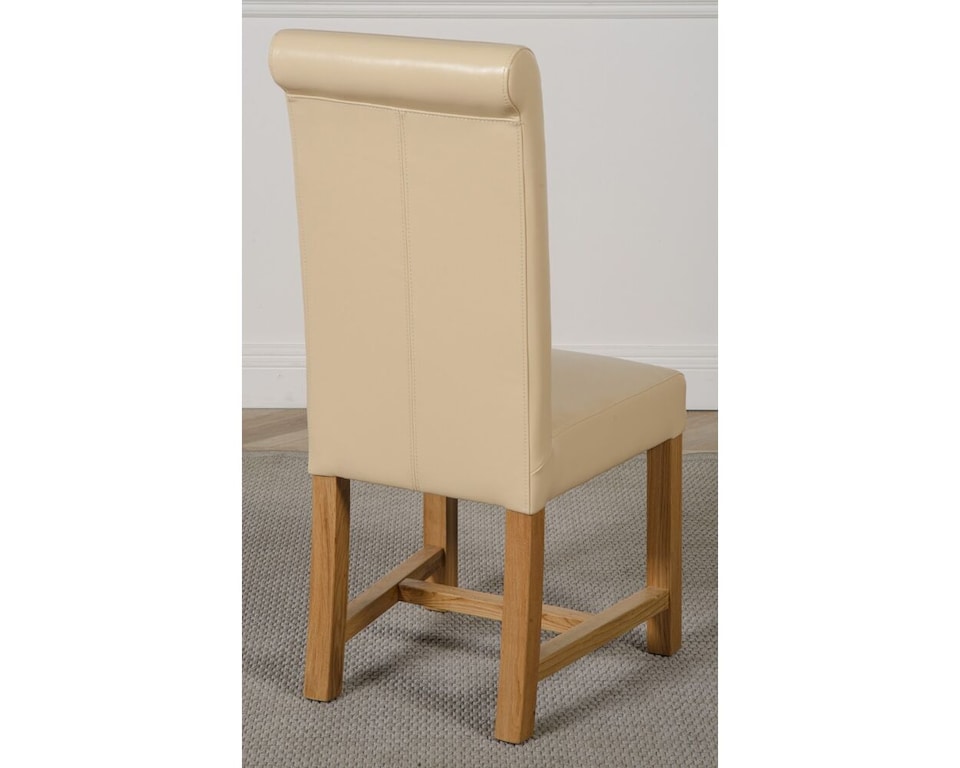 image 1 of Oslo 150 x 90 cm Medium Oak Dining Table and 6 Washington Leather Chairs | Cream | Cream