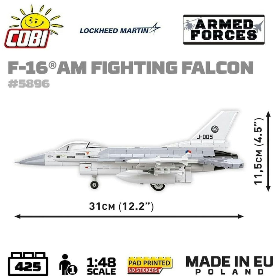 image 1 of F-16 AM Fighting Falcon plane brick model - COBI 5896 - 425 bricks