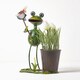 image 6 of Homescapes Metal Frog with Butterfly Net and Flower Pot - 31 cm Tall