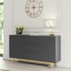 image 2 of Grey Sideboard 140cm – Diamond Pattern Fronts with Gold Legs Grey