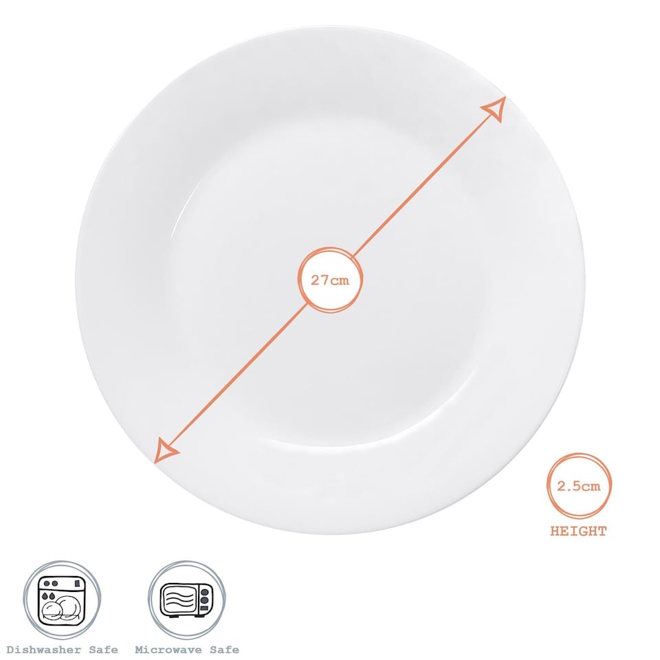 image 1 of Argon Tableware Classic White Dinner Plates - 27cm - Pack of 12 | White | White