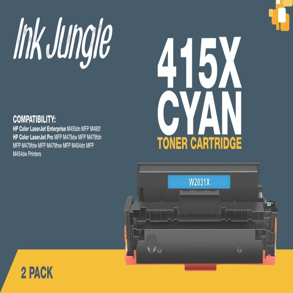 image 1 of 2x Compatible HP 415X Cyan Toner Cartridges Blue