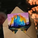 image 3 of Mount Fitz Roy Sunset Colourful Abstract Landscape Birthday Greeting Card