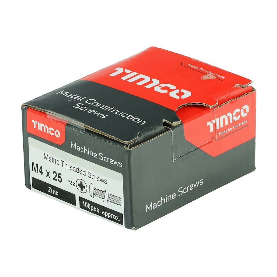 image 1 of Timco - Metric Threaded Machine Screws - PZ - Pan Head - Zinc (Size M4 x 25 - 100 Pieces)