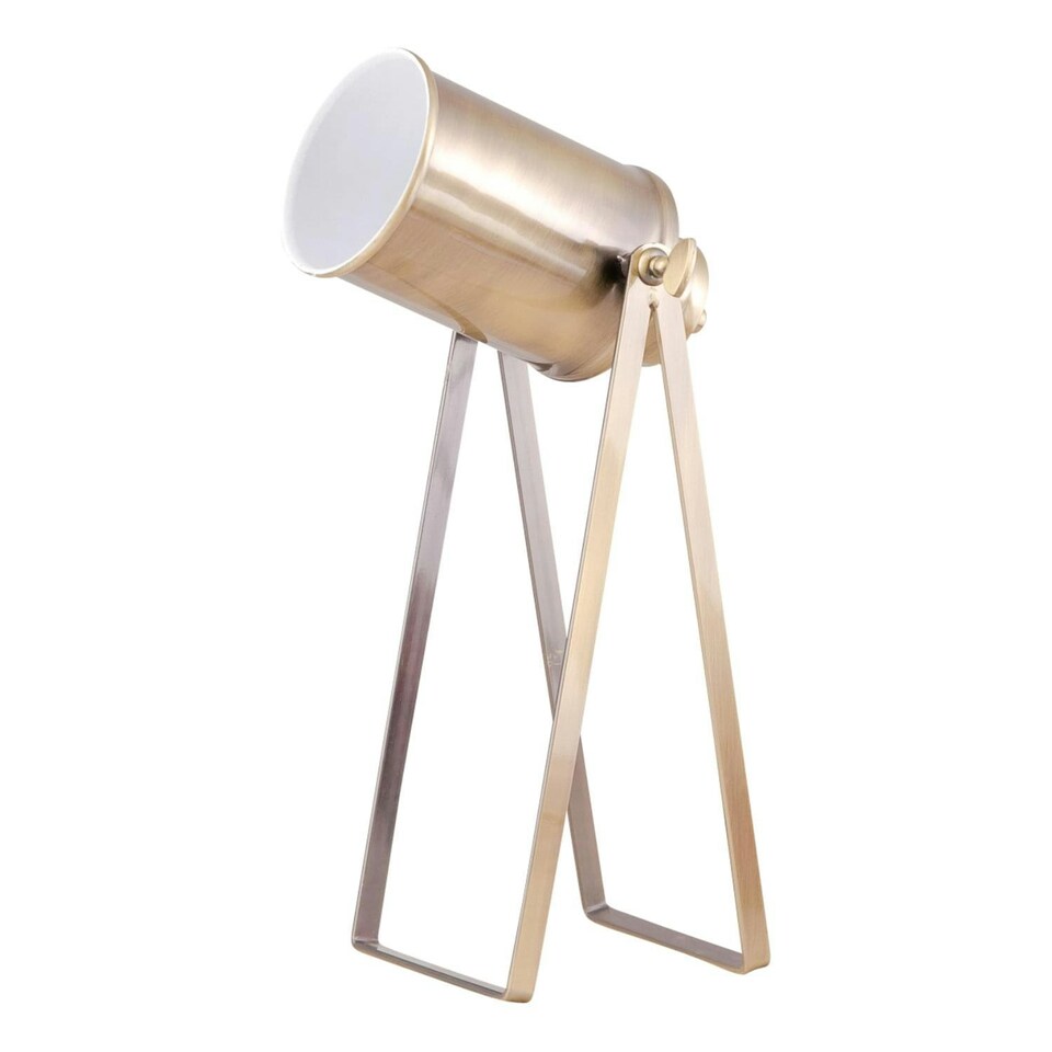 image 1 of First Choice Lighting Set of 2 Antique Brass Tripod Spotlight Style Table Lamp Bronze