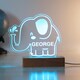 image 3 of Personalised Elephant Wooden Based LED Light