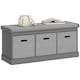 image 1 of HOMCOM Shoe Bench with 3 Fabric Baskets, Shoe Storage Bench with Seat Cushion, Shoe Cabinet for Entryway, Hallway, Living Room, Bedroom, Grey | Grey | Grey