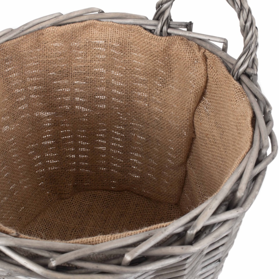 image 1 of Medium Round Lined Wicker Log Basket