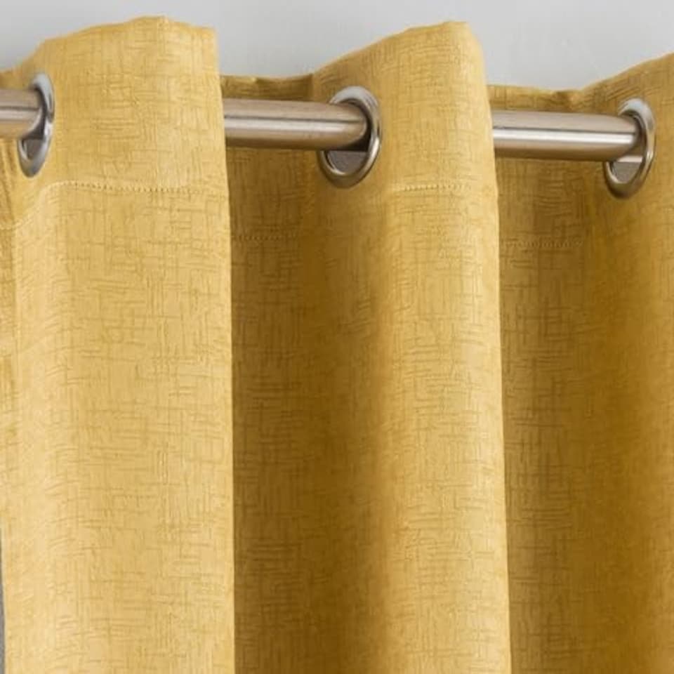 image 1 of Vogue Ochre Curtains 46 x 90 inch (117 x 229 cm) Room Darkening Eyelet Thermal Noise Reducing Curtains for Bedroom and Living Room