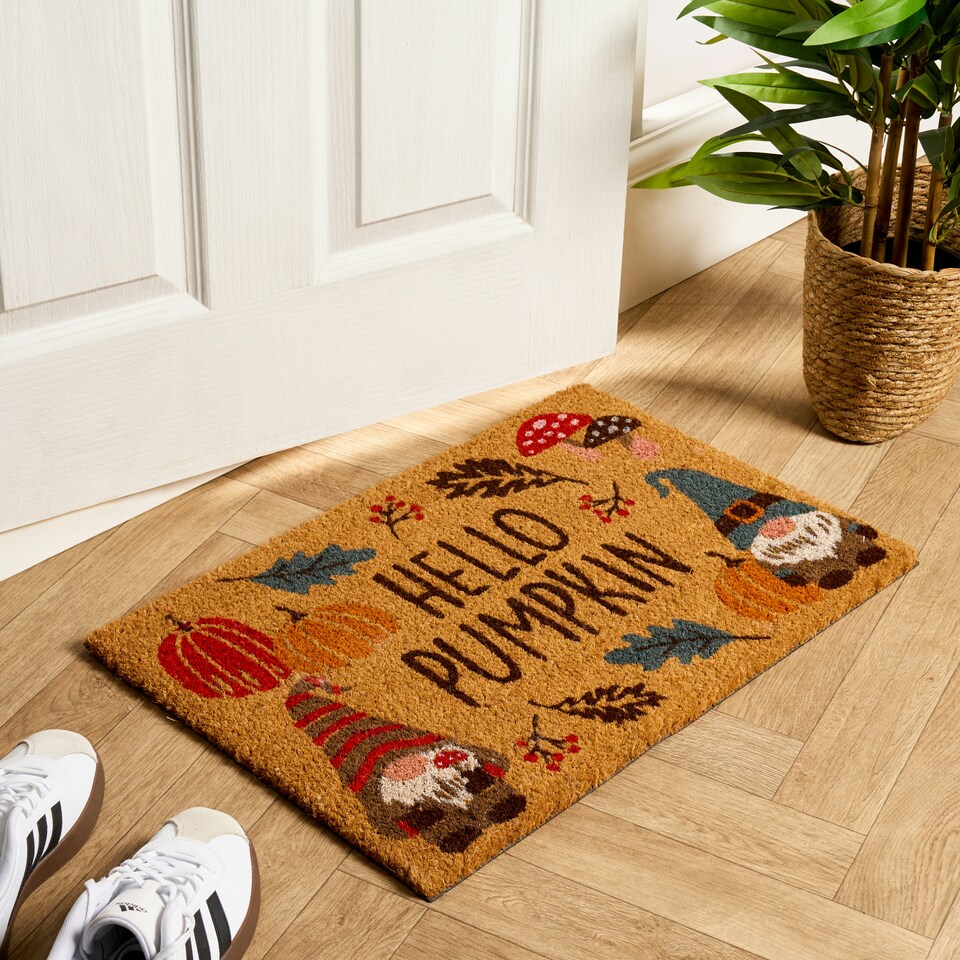 image 1 of OHS Autumal Gonk Pumpkin Heavy Duty Coir Matting Floor Non-Slip Indoor Outdoor Door Mat